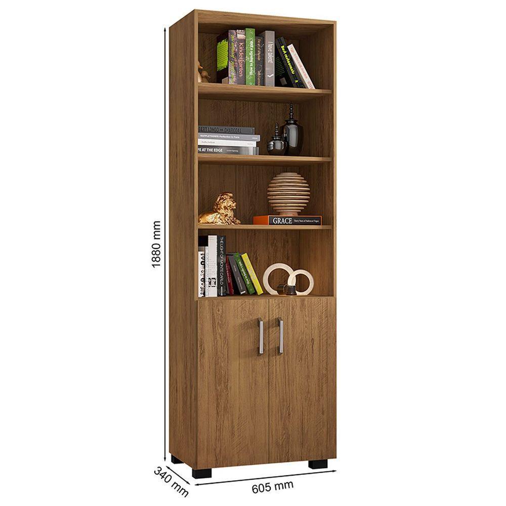 Kit Livreiro 2 Portas Pequenas Livreiro 5 Prateleiras Office Freijó - 2