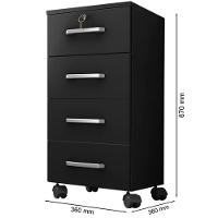 Kit 3 Gaveteiros Escritório Chave E Rodízios 4 Gavetas Gávea Preto