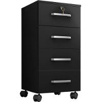 Kit 4 Gaveteiros Escritório Chave E Rodízios 4 Gavetas Gávea Preto - 5