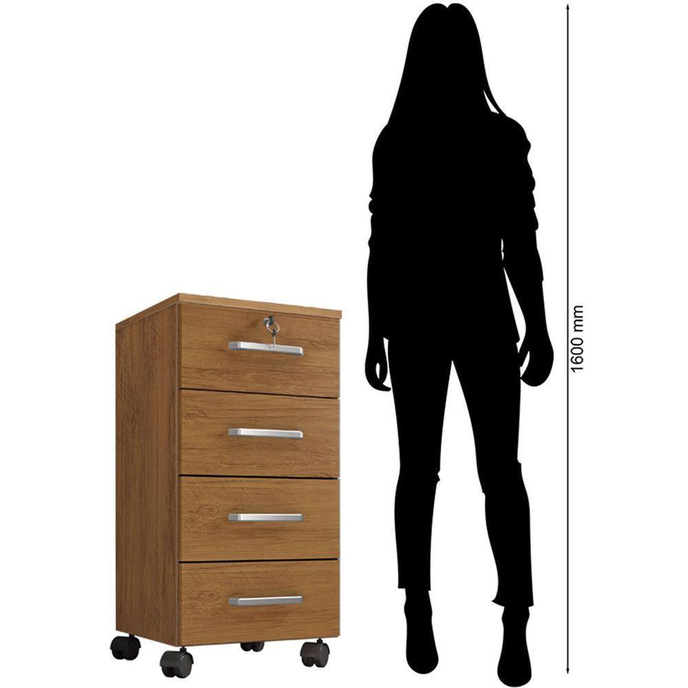 Kit 6 Gaveteiros Escritório Chave E Rodízios 4 Gavetas Gávea Freijó - 2