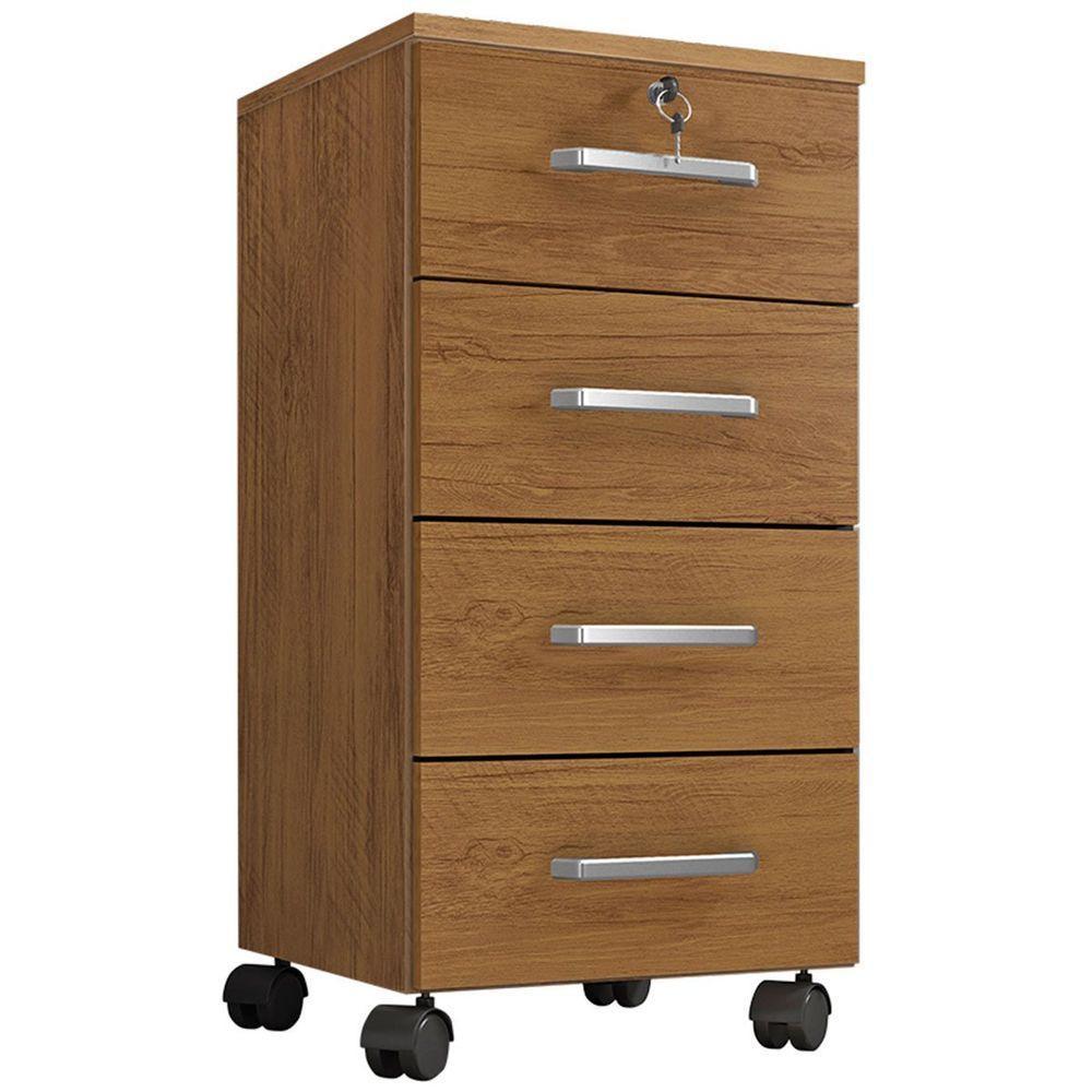 Kit 6 Gaveteiros Escritório Chave E Rodízios 4 Gavetas Gávea Freijó - 5