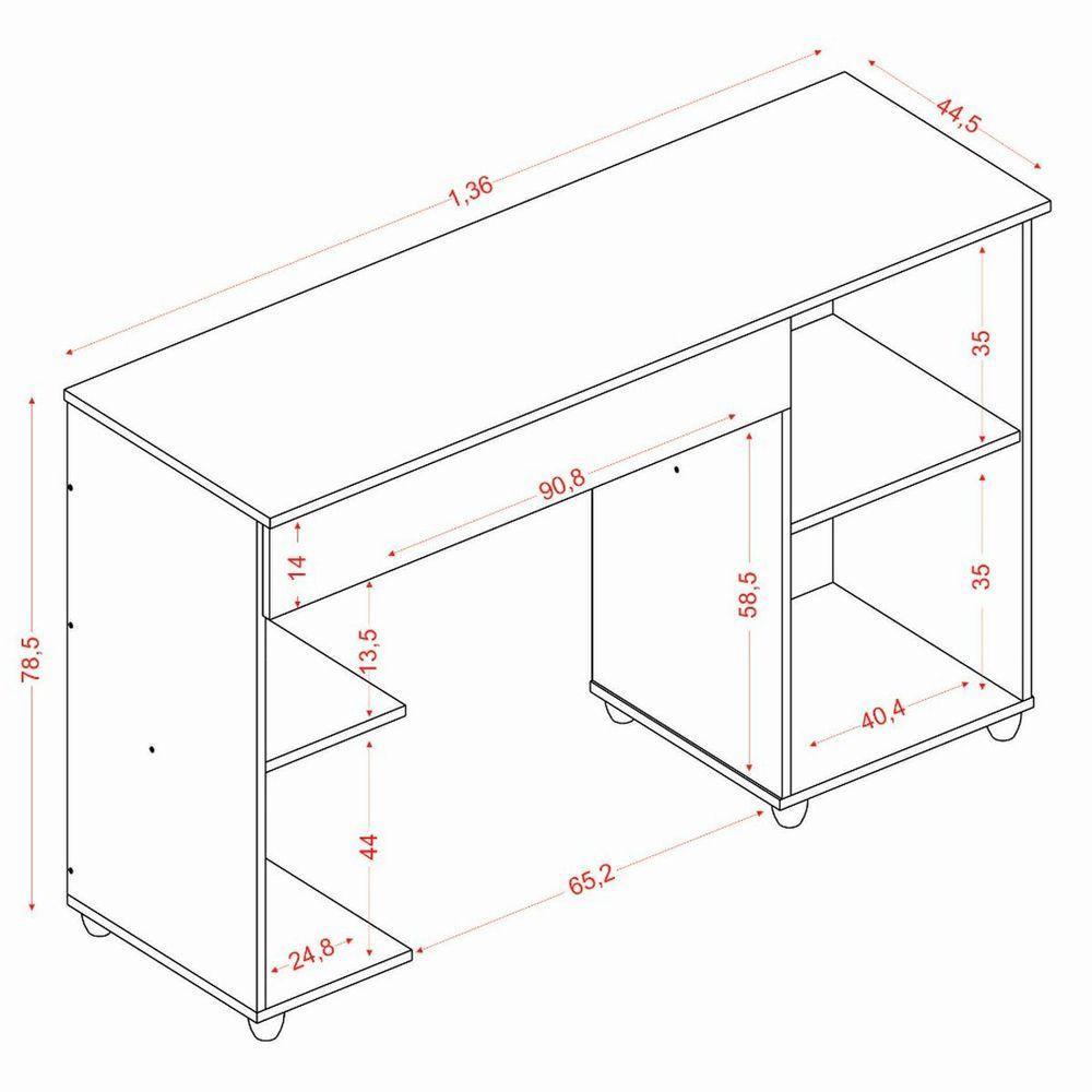 Escrivaninha Para Computador 1 Porta E 1 Gaveta Com Suporte Para Cpu Lara Atacama - 3