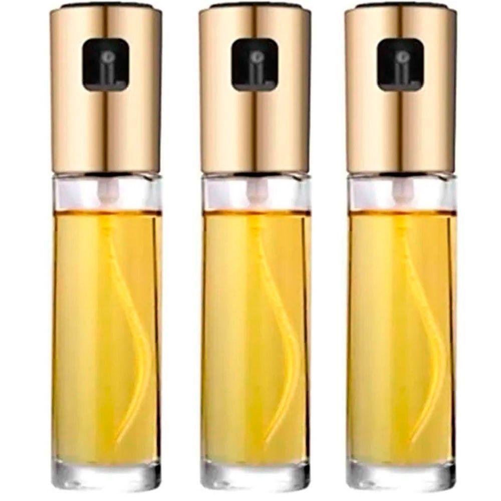 Kit 3 Porta Azeite Vinagre Spray Galheteiro Dosador Aço Inox 100ml - 1