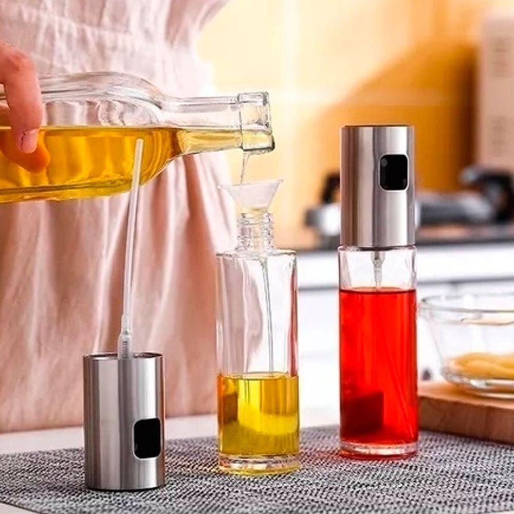 Kit 3 Porta Azeite Vinagre Spray Galheteiro Dosador Aço Inox 100ml - 2