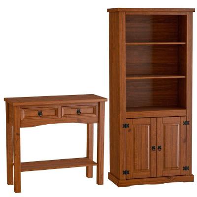 Estante Livreiro 2 Pts Aparador 2 Gav 100% Madeira Imperial Imbuia Fosco