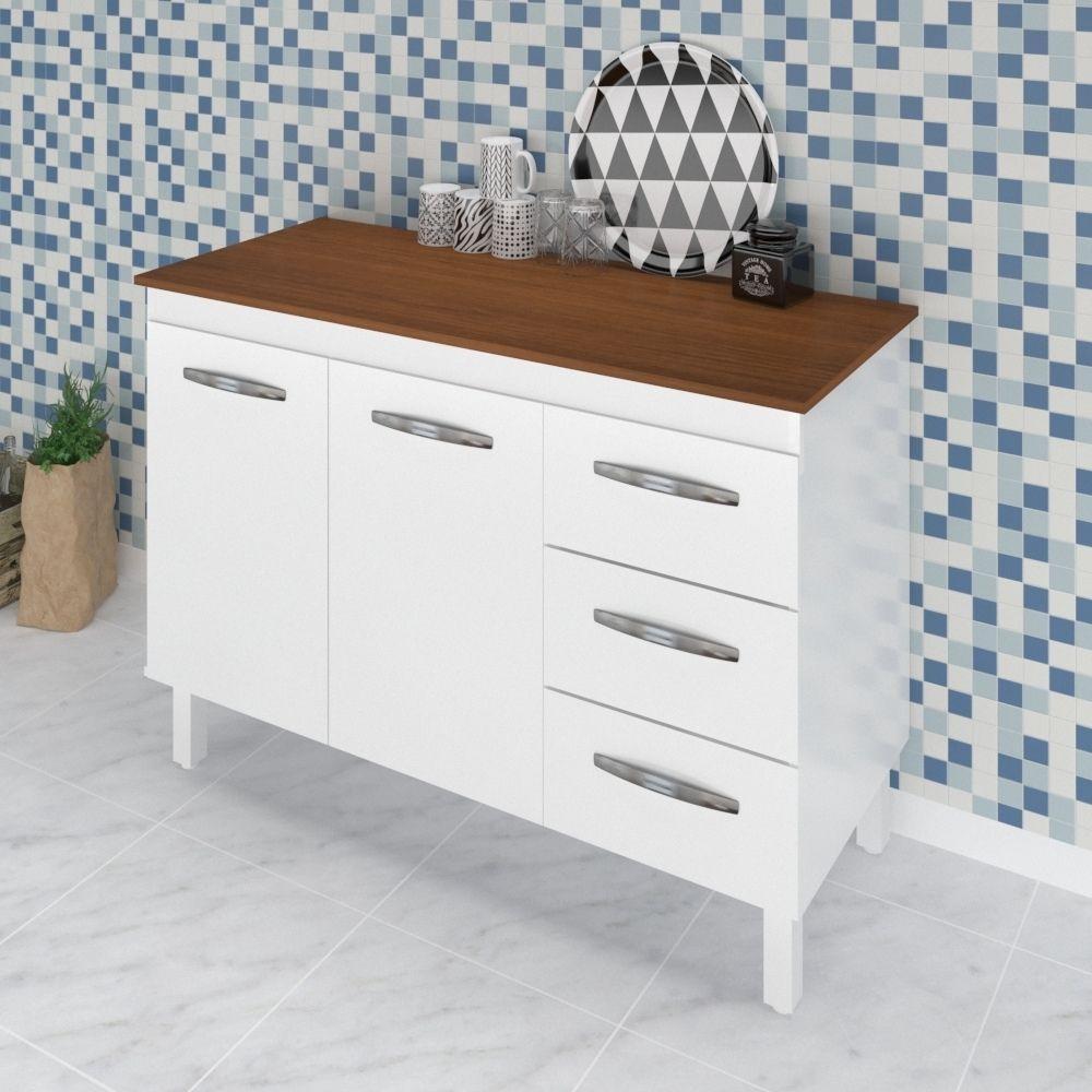 Balcão Com Tampo Bianca 120 Cm Branco Savana Moblis - 2