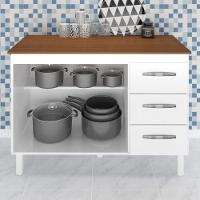 Balcão Com Tampo Bianca 120 Cm Branco Savana Moblis - 3