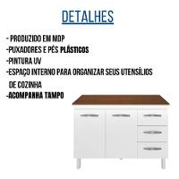 Balcão Com Tampo Bianca 120 Cm Branco Savana Moblis