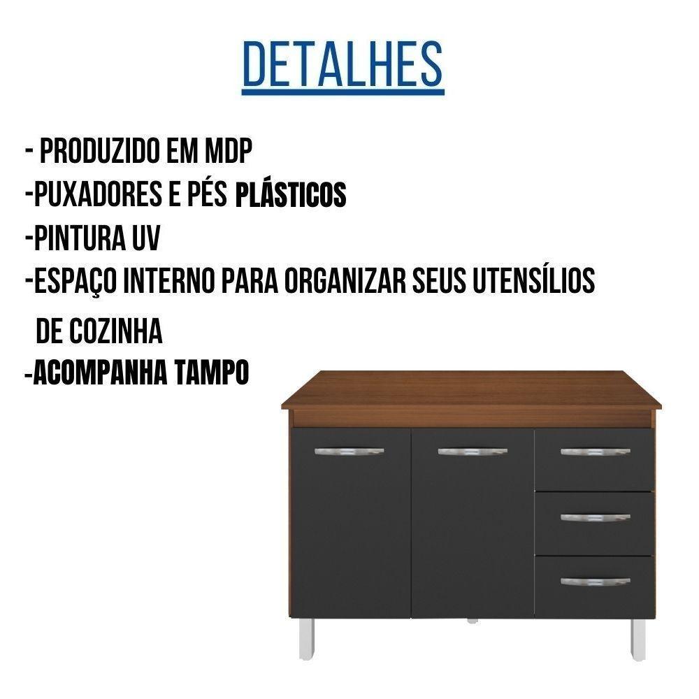 Balcão Com Tampo Bianca 120 Cm Savana Moblis - 4