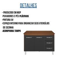 Balcão Com Tampo Bianca 120 Cm Savana Moblis