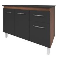 Balcão Com Tampo Anita 120 Cm Savana Preto Moblis - 1