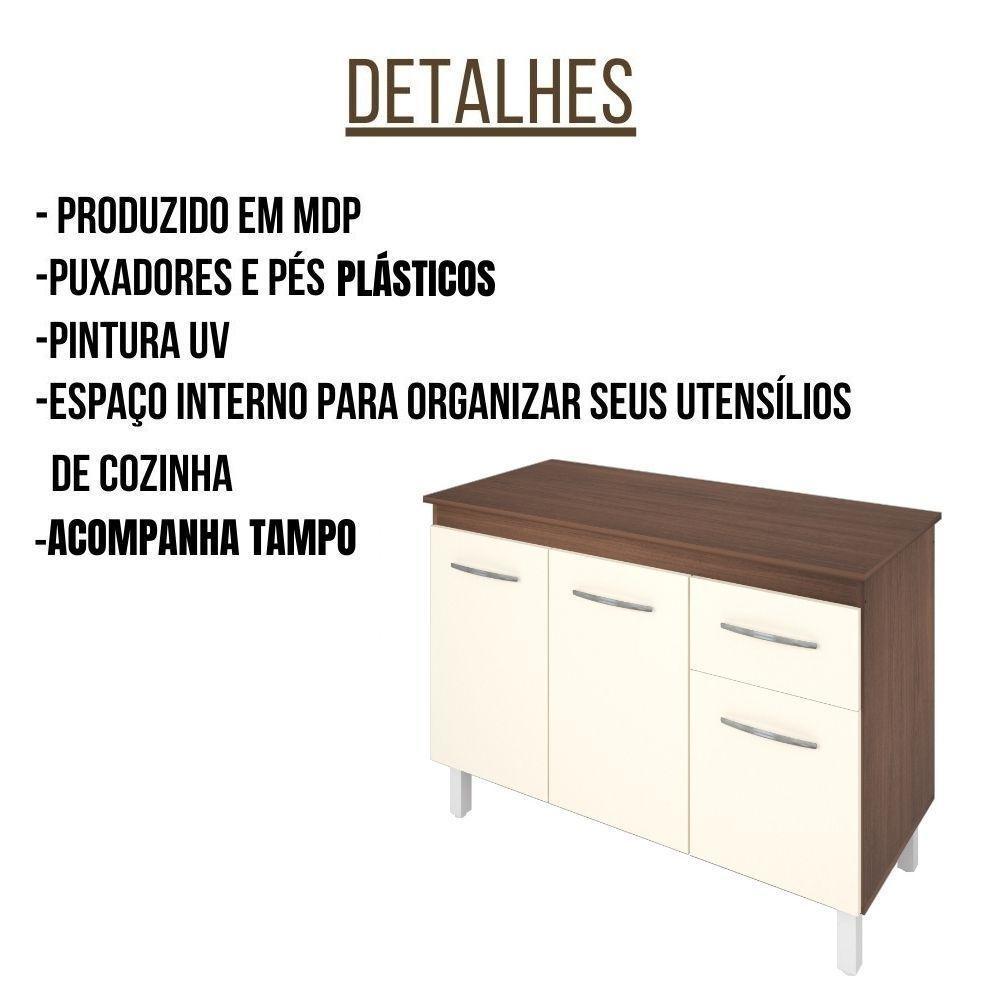 Balcão Com Tampo Anita 120 Cm Savana Off White Moblis - 4