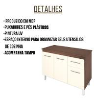 Balcão Com Tampo Anita 120 Cm Savana Off White Moblis