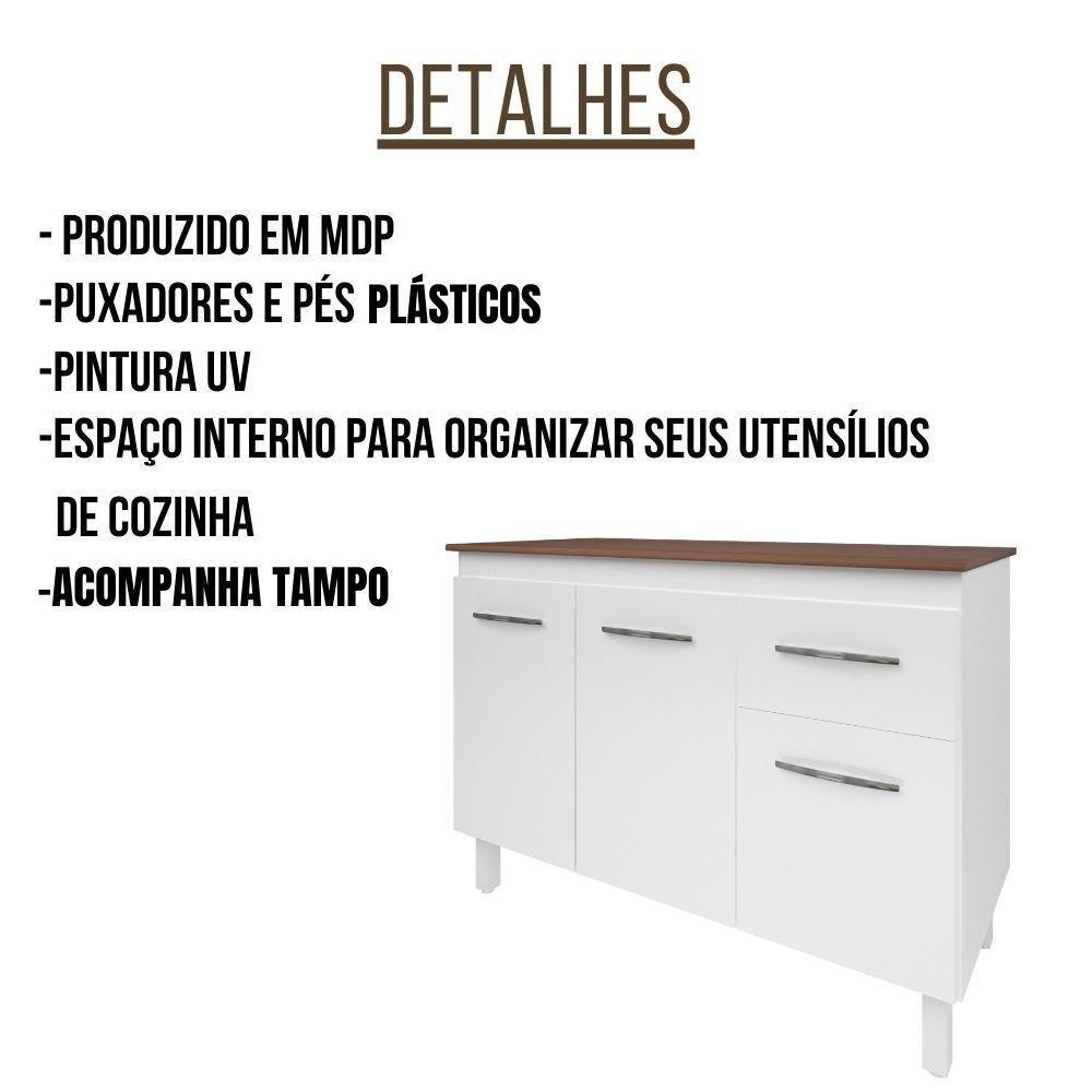 Balcão Com Tampo Anita 120 Cm Branco Savana Moblis - 4