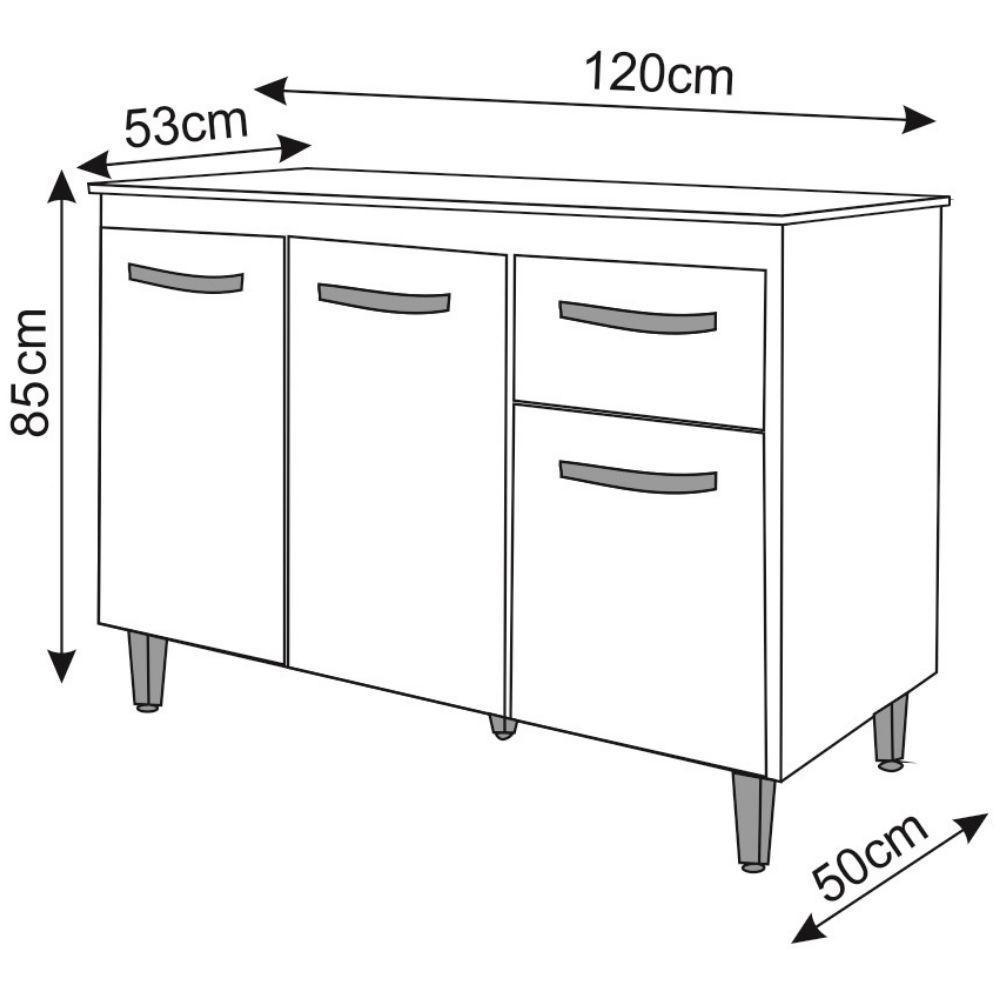 Balcão Com Tampo Anita 120 Cm Branco Savana Moblis - 5