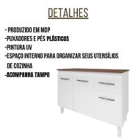 Balcão Com Tampo Anita 120 Cm Branco Savana Moblis
