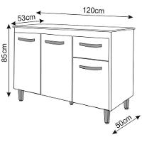 Balcão Com Tampo Anita 120 Cm Branco Savana Moblis - 5