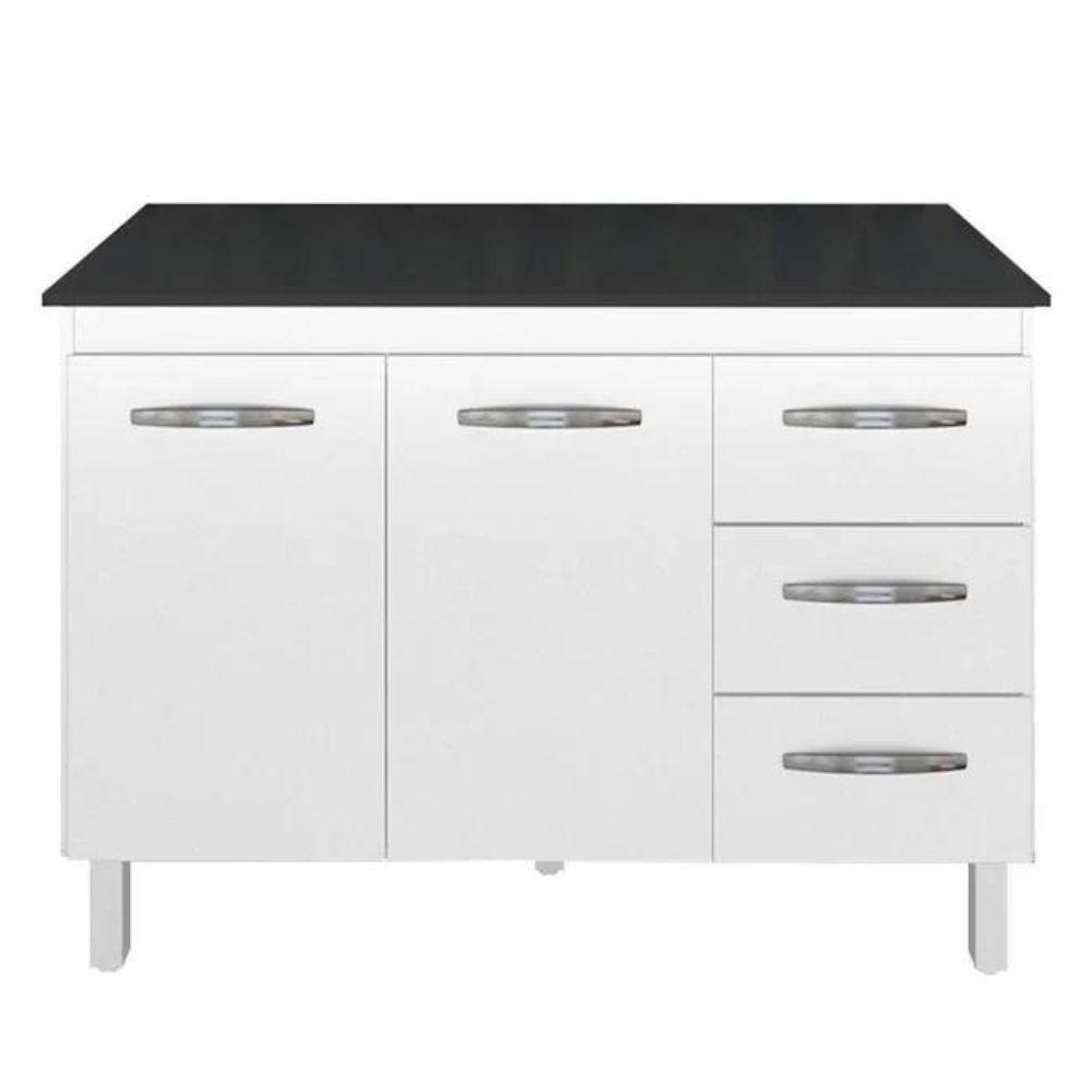 Balcão Com Tampo Bianca 120 Cm Branco Preto Moblis - 1