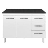 Balcão Com Tampo Bianca 120 Cm Branco Preto Moblis - 1