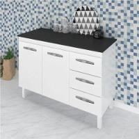 Balcão Com Tampo Bianca 120 Cm Branco Preto Moblis - 2