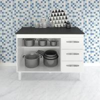 Balcão Com Tampo Bianca 120 Cm Branco Preto Moblis - 3