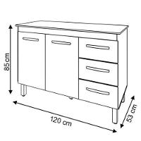 Balcão Com Tampo Bianca 120 Cm Branco Preto Moblis - 4