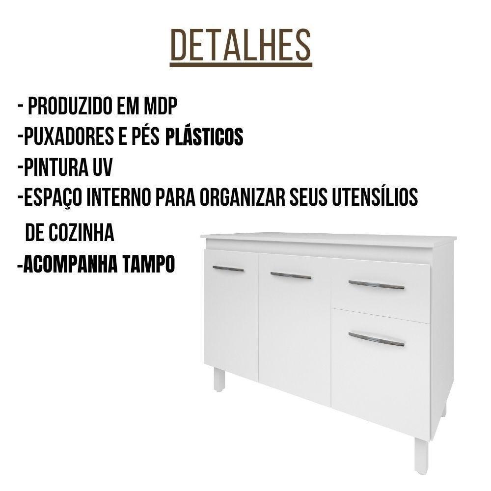 Balcão Com Tampo Anita 120 Cm Branco Moblis - 4