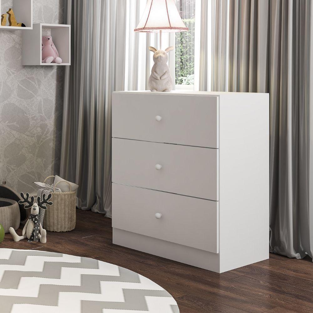 Cômoda Infantil Louise 3 Gavetas Branco Ajl - 2