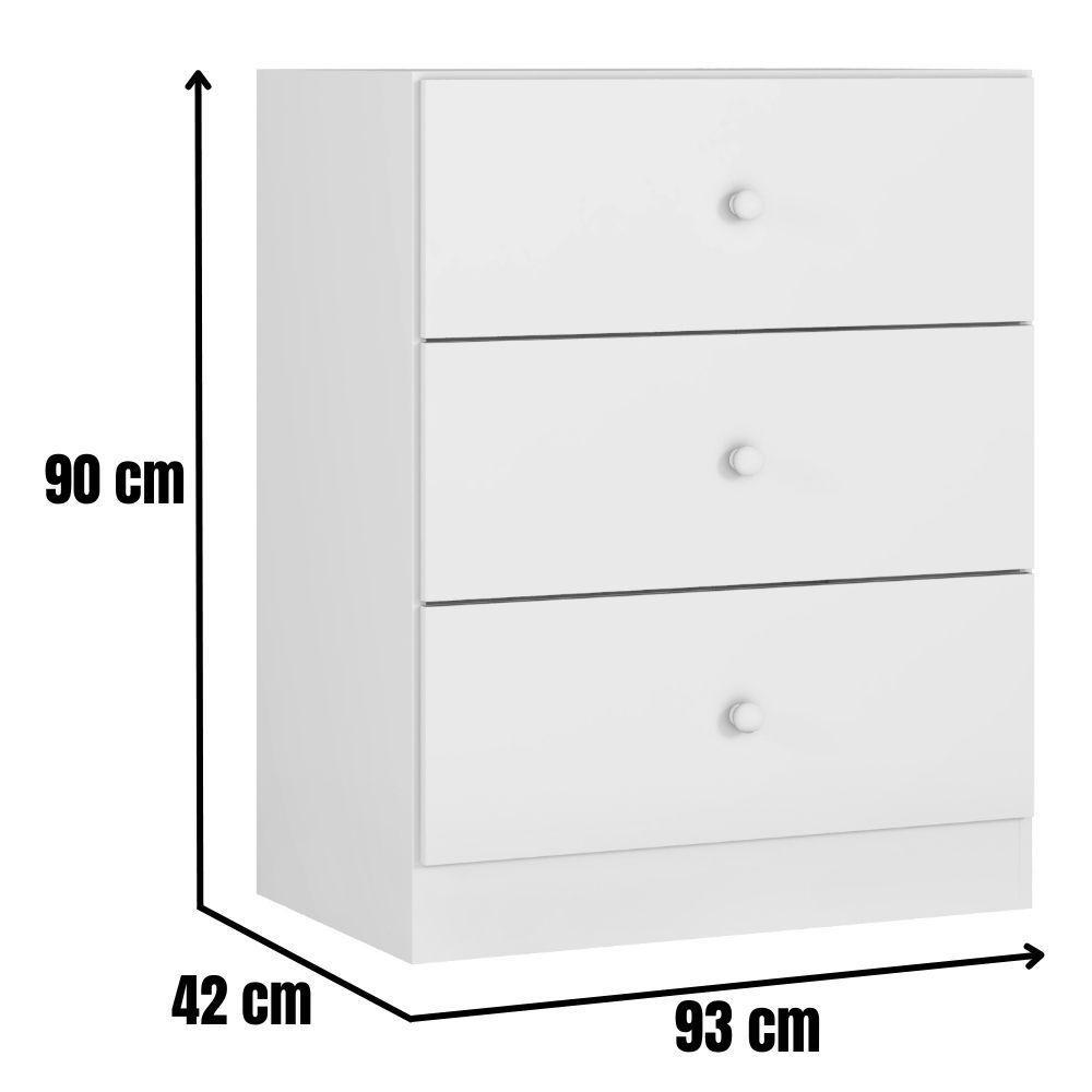Cômoda Infantil Louise 3 Gavetas Branco Ajl - 5