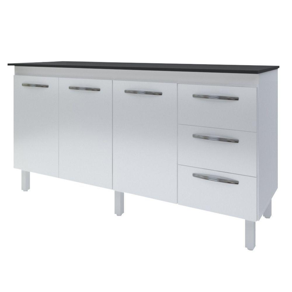 Balcão Com Tampo Diana 150 Cm Branco Preto Moblis - 1