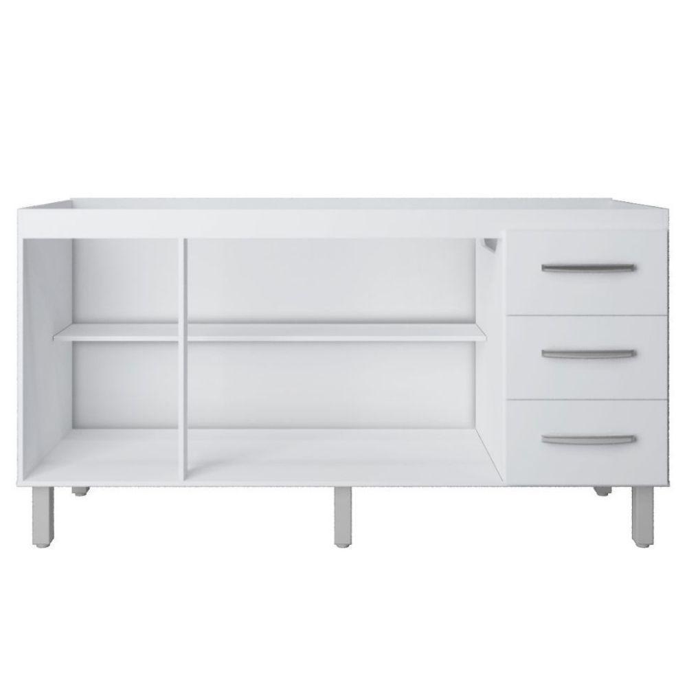 Balcão Com Tampo Diana 150 Cm Branco Preto Moblis - 3