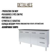 Balcão Com Tampo Diana 150 Cm Branco Preto Moblis