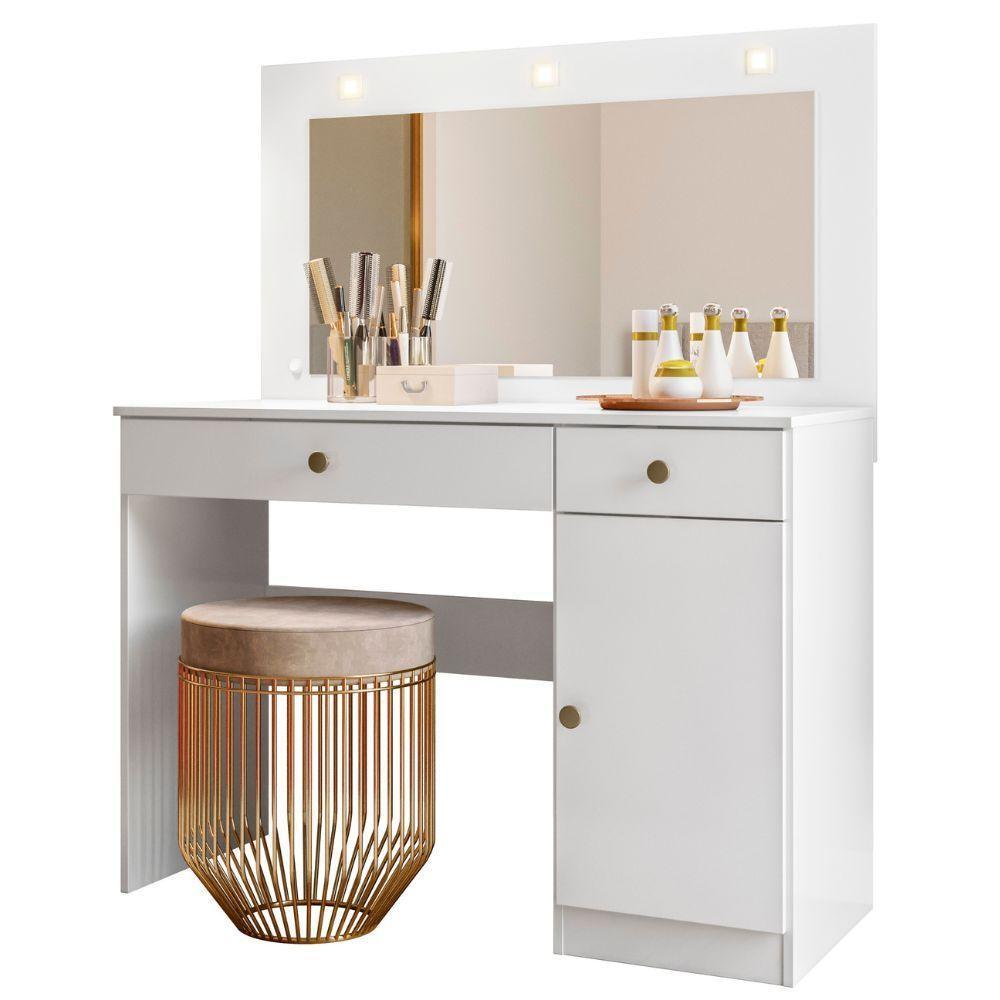 Penteadeira Camarim Bella Com Espelho E Led Branco Moval - 1