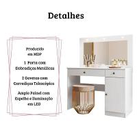 Penteadeira Camarim Bella Com Espelho E Led Branco Moval - 5