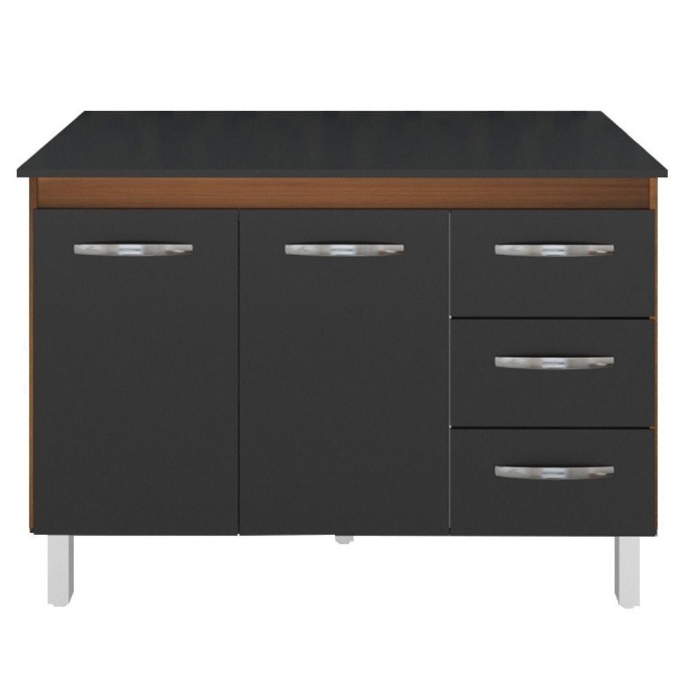 Balcão Com Tampo Bianca 120 Cm Savana Preto Moblis - 1