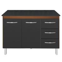 Balcão Com Tampo Bianca 120 Cm Savana Preto Moblis - 1