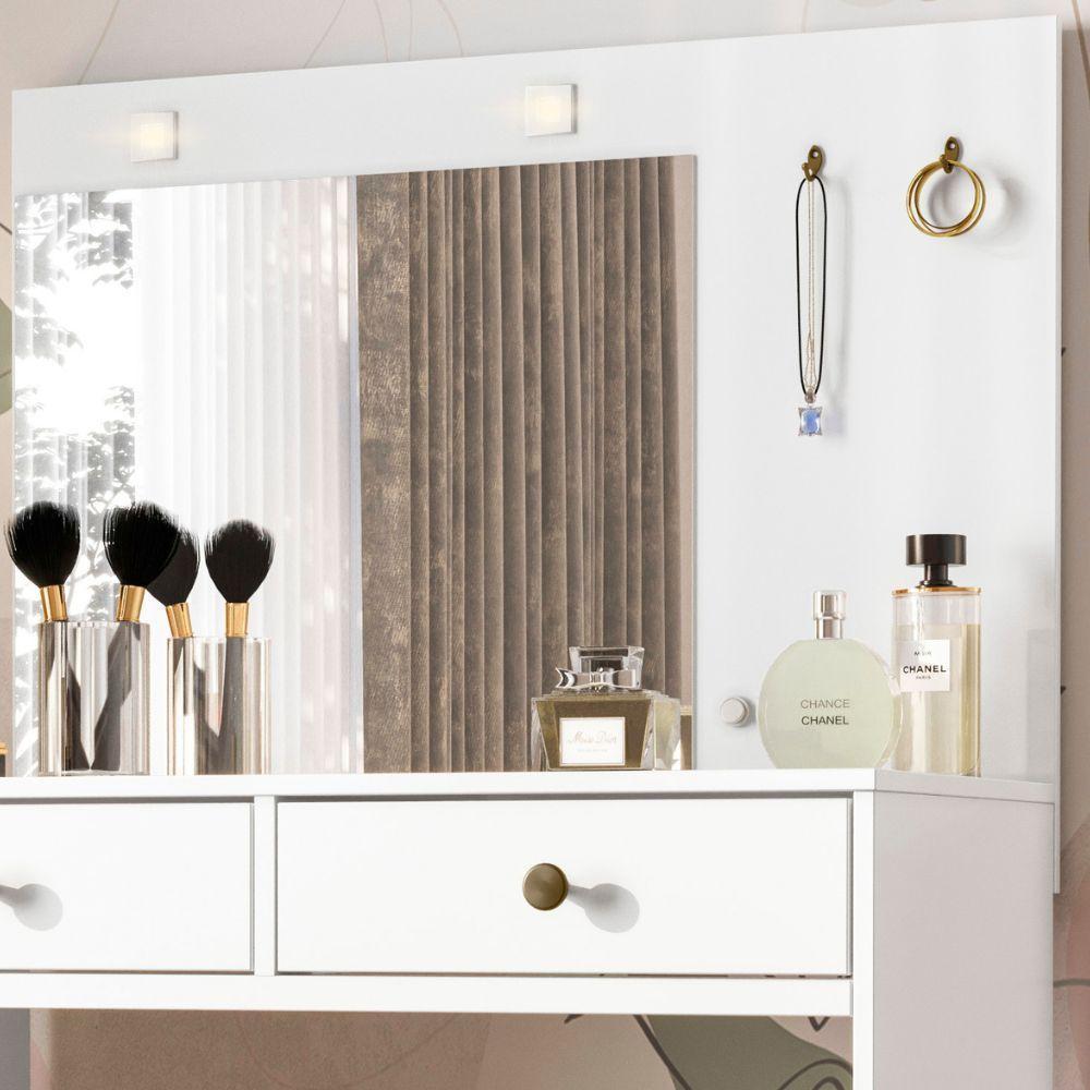 Penteadeira Camarim Ideal Com Espelho E Led Branco Moval - 3