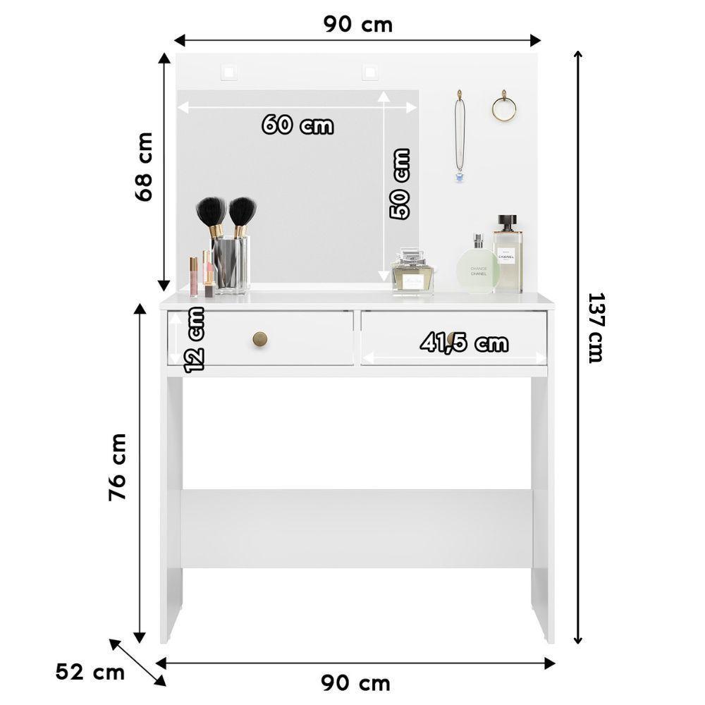 Penteadeira Camarim Ideal Com Espelho E Led Branco Moval - 6