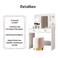 Penteadeira Camarim Ideal Com Espelho E Led Branco Moval - 5