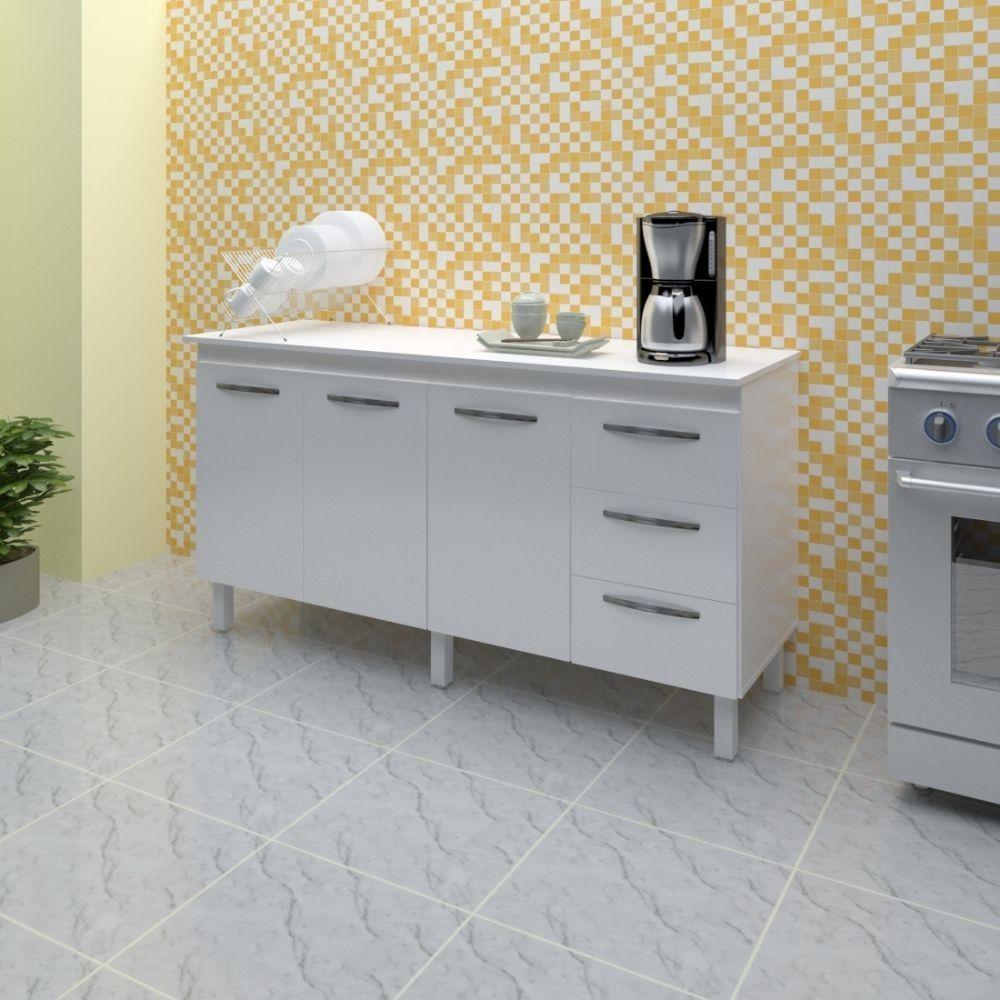 Balcão Com Tampo Diana 150 Cm Branco Moblis - 2