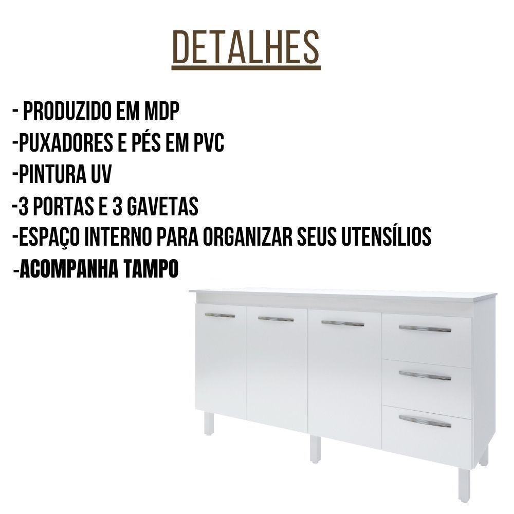 Balcão Com Tampo Diana 150 Cm Branco Moblis - 4