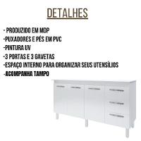 Balcão Com Tampo Diana 150 Cm Branco Moblis