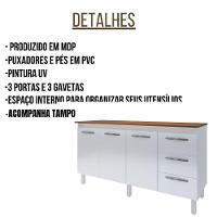 Balcão Com Tampo Emily 160 Cm Branco Savana Moblis