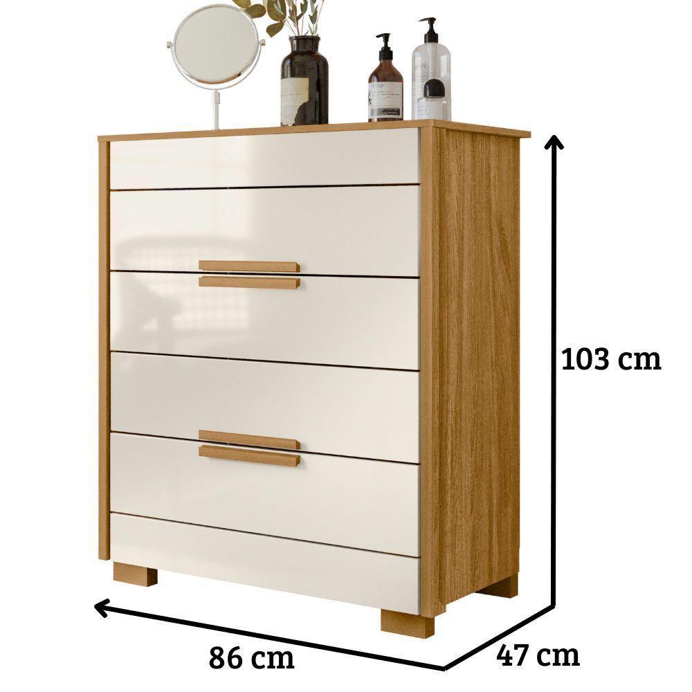 Cômoda Dhara 4 Gavetas Freijó Off White Moval - 6