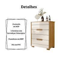 Cômoda Dhara 4 Gavetas Freijó Off White Moval - 5