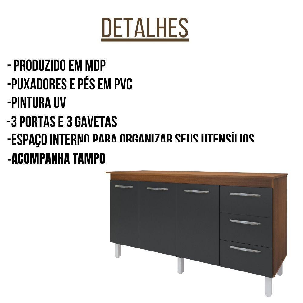 Balcão Com Tampo Emily 160 Cm Savana Moblis - 4