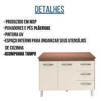 Balcão Com Tampo Bianca 120 Cm Savana Off White Moblis