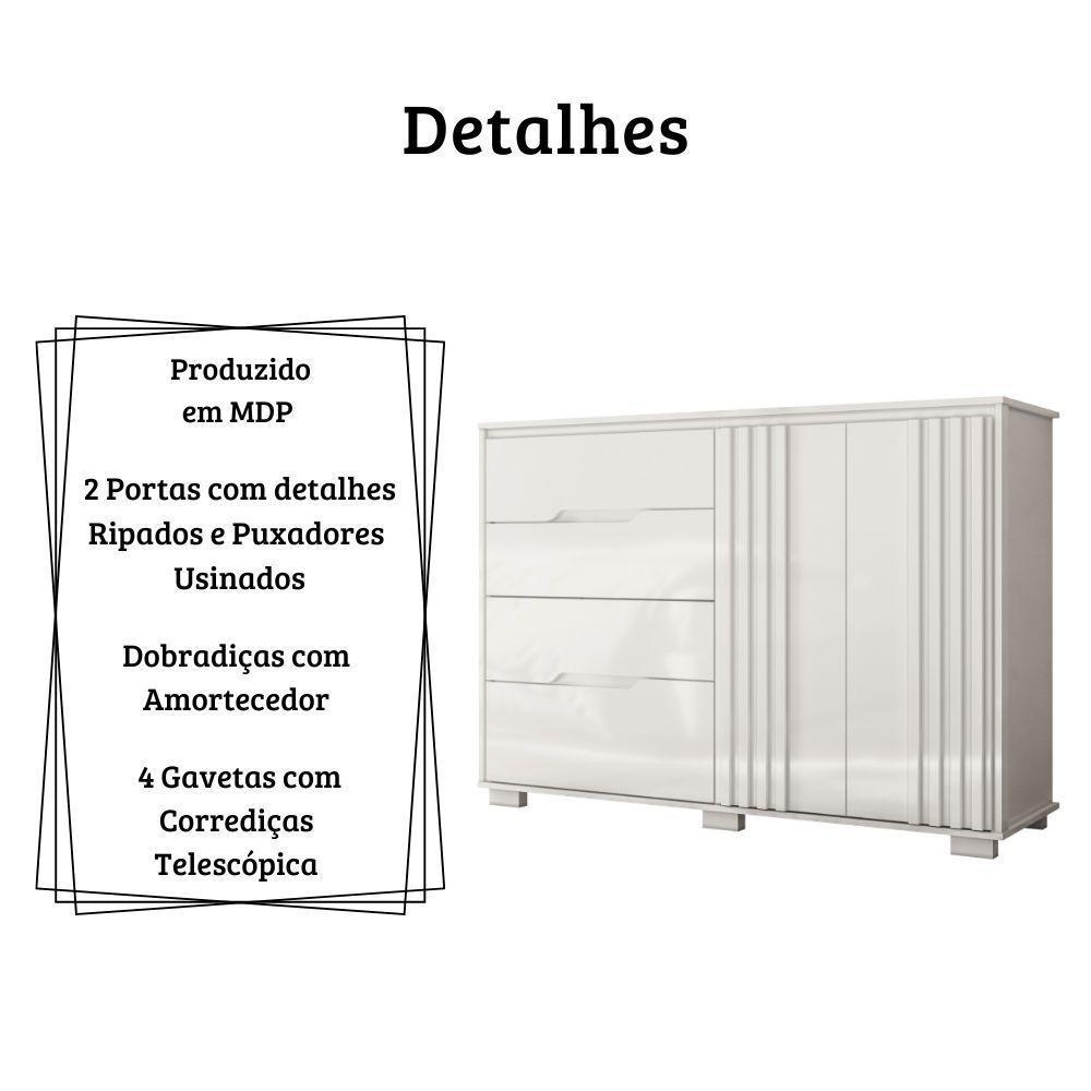 Cômoda Texas 2 Portas E 4 Gavetas Branco Moval - 5