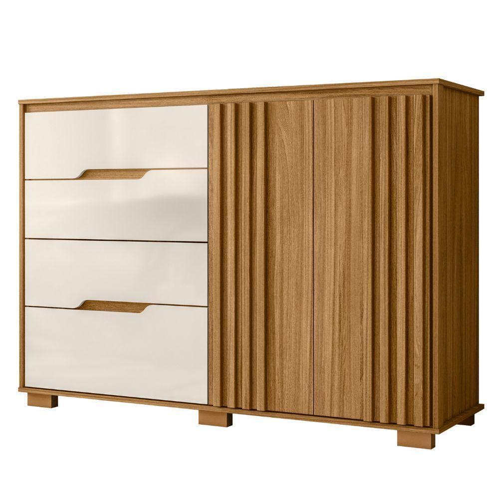 Cômoda Texas 2 Portas E 4 Gavetas Freijó Off White Moval - 1