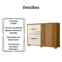 Cômoda Texas 2 Portas E 4 Gavetas Freijó Off White Moval - 5